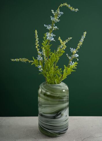 Glass Vase for Floral Centerpiece,Hand Blown Cloud Pattern Bottle,Modern Flower Vase for Dining Room, Living Room, Tabletop,Center Decor(Dark Green) in Kuwait