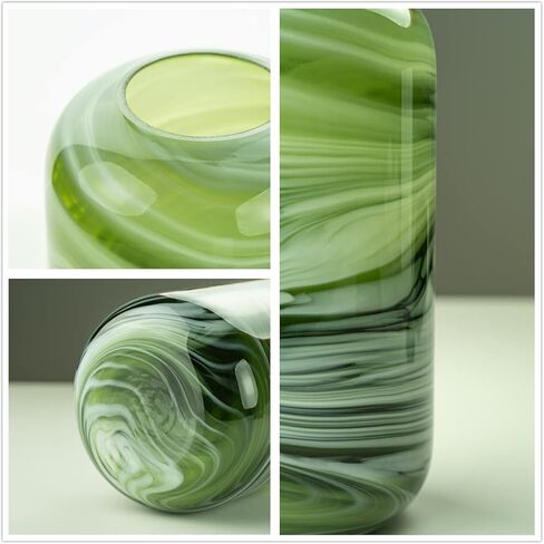 Glass Vase for Floral Centerpiece,Hand Blown Cloud Pattern Bottle,Modern Flower Vase for Dining Room, Living Room, Tabletop,Center Decor(Dark Green) in Kuwait