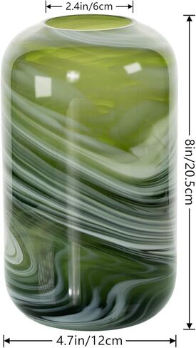 Glass Vase for Floral Centerpiece,Hand Blown Cloud Pattern Bottle,Modern Flower Vase for Dining Room, Living Room, Tabletop,Center Decor(Dark Green) in Kuwait