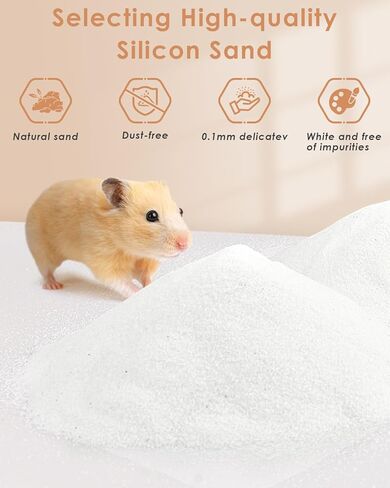 حمام رملي للهامستر من بيساب، 2.8 رطل/ 1.3 كجم، رمل استحمام صحراوي بدون غبار أو رمل سيليكا للهامستر شينشيلا جربيل الفئران السورية ديجو أو غيرها من الحيوانات الأليفة الصغيرة in Kuwait