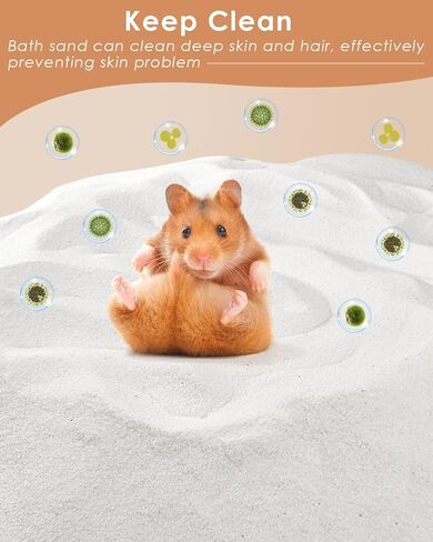 حمام رملي للهامستر من بيساب، 2.8 رطل/ 1.3 كجم، رمل استحمام صحراوي بدون غبار أو رمل سيليكا للهامستر شينشيلا جربيل الفئران السورية ديجو أو غيرها من الحيوانات الأليفة الصغيرة in Kuwait