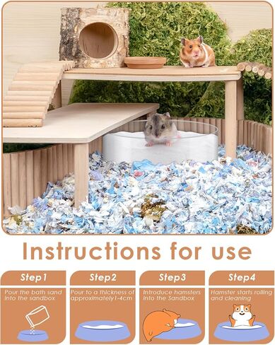 حمام رملي للهامستر من بيساب، 2.8 رطل/ 1.3 كجم، رمل استحمام صحراوي بدون غبار أو رمل سيليكا للهامستر شينشيلا جربيل الفئران السورية ديجو أو غيرها من الحيوانات الأليفة الصغيرة in Kuwait