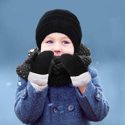 2 Sets Baby Warm Winter Hat and Mitten Gloves Set for Kids Toddler Children Knit Beanie Hat Gloves for Girls Boys in Saudi Arabia