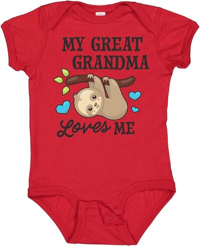 inktastic My Great Grandma Loves Me with Sloth and Hearts Baby Bodysuit in Saudi Arabia