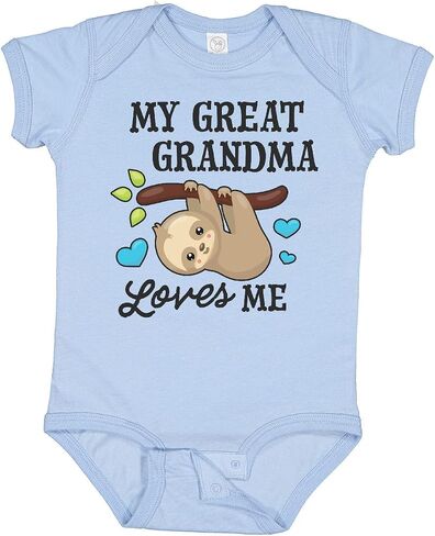 inktastic My Great Grandma Loves Me with Sloth and Hearts Baby Bodysuit in Saudi Arabia
