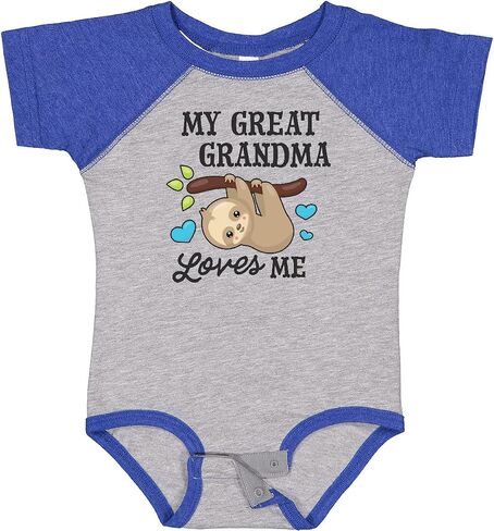 inktastic My Great Grandma Loves Me with Sloth and Hearts Baby Bodysuit in Saudi Arabia