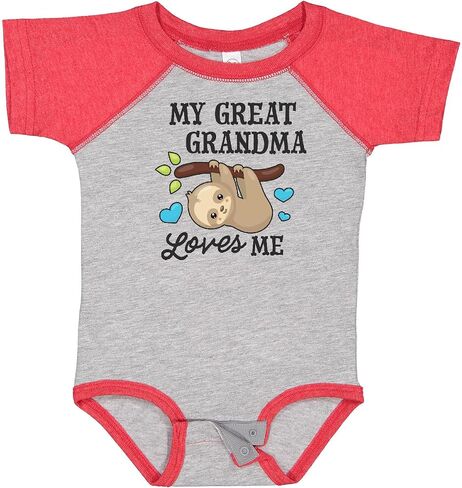 inktastic My Great Grandma Loves Me with Sloth and Hearts Baby Bodysuit in Saudi Arabia