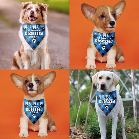 My Mom is Soooo Obsessed with Me Dog Bandana Funny Dog Bandana for Dogs Puppy Bandana Triangle Bibs Scarf Accessories for Small Medium Dogs Pets in Saudi Arabia