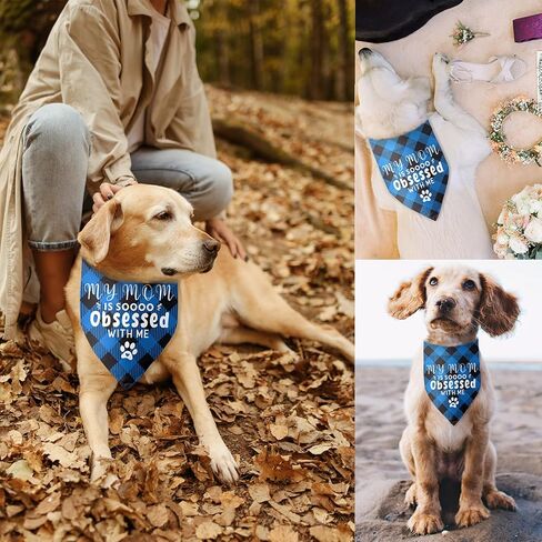 My Mom is Soooo Obsessed with Me Dog Bandana Funny Dog Bandana for Dogs Puppy Bandana Triangle Bibs Scarf Accessories for Small Medium Dogs Pets in Saudi Arabia