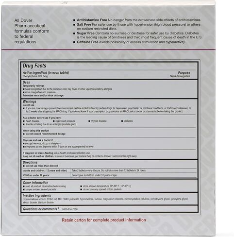 Medique Dover 2125323 Sudanyl PE Decongestant Tablets, 250-Packets of 2, White in Saudi Arabia