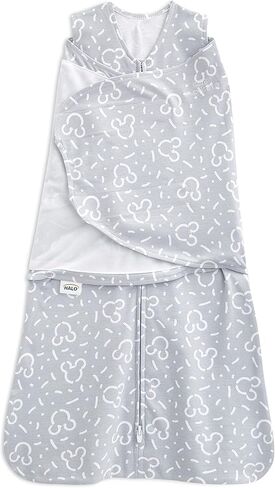 HALO 100% Cotton Sleepsack Swaddle, 3-Way Adjustable Wearable Blanket, TOG 1.5, Confetti Mickey Grey, Small, 3-6 Months in Saudi Arabia