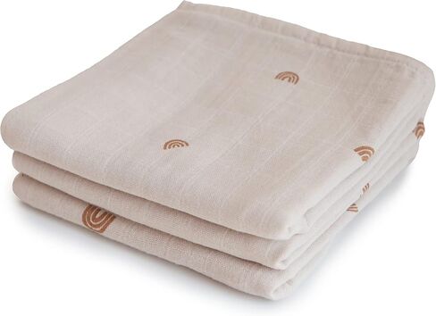 mushie Muslin Baby Cloths | 100% Organic Cotton | 23.5" x 23.5" (Flowers) 3-Pack in Saudi Arabia