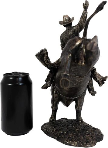 Ebros Rustic Western Rodeo Bull Rider Cowboy On Bucking Bull Statue 10.5" Tall Faux Bronze Resin Old World Wild West Cattle Bull Riding Cowboys Themed Accent Figurine in Saudi Arabia