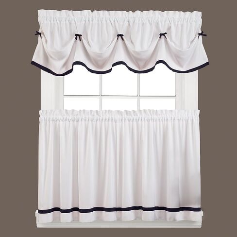 SKL Home by Saturday Knight Ltd. Kate Tier Curtain Pair, Black, 57 inches x 36 inches in Saudi Arabia