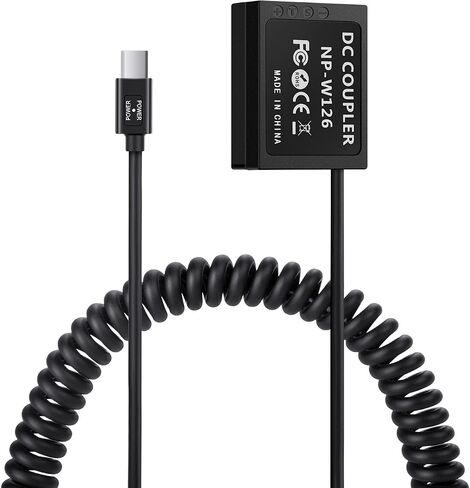 FOMITO NP-W126 Dummy Battery Decoded NP-W126 W126 Battery Replacement with Type-C Spring Power Adapter Cable for Fujifilm Fuji XT2 XT3 XT20 XH1 XT20 X100F XA3 XA5 XA2 XA10 xe3 XT100 XT10 XPRO2 Cameras in Saudi Arabia