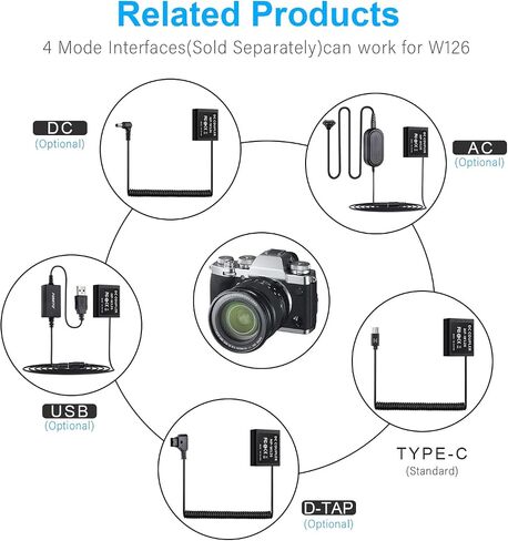 FOMITO NP-W126 Dummy Battery Decoded NP-W126 W126 Battery Replacement with Type-C Spring Power Adapter Cable for Fujifilm Fuji XT2 XT3 XT20 XH1 XT20 X100F XA3 XA5 XA2 XA10 xe3 XT100 XT10 XPRO2 Cameras in Saudi Arabia