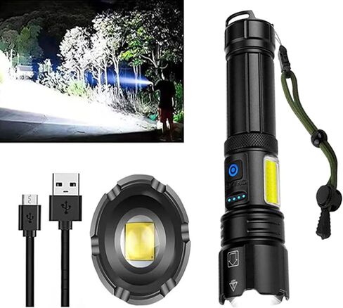 Xuqiufeng Rechargeable Flashlights High Lumens, 100000 Lumen Super Bright XHP70 Powerful Led Tactical Flashlight, Brightest High Powered Flash Light, Emergency Handheld Flashlight for Camping in Saudi Arabia