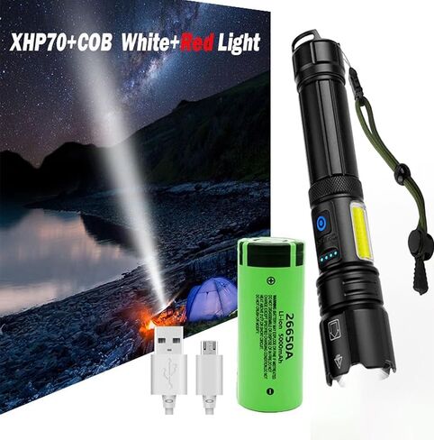 Xuqiufeng Rechargeable Flashlights High Lumens, 100000 Lumen Super Bright XHP70 Powerful Led Tactical Flashlight, Brightest High Powered Flash Light, Emergency Handheld Flashlight for Camping in Saudi Arabia