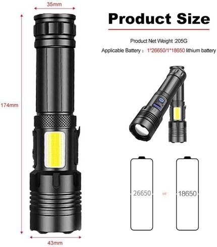 Xuqiufeng Rechargeable Flashlights High Lumens, 100000 Lumen Super Bright XHP70 Powerful Led Tactical Flashlight, Brightest High Powered Flash Light, Emergency Handheld Flashlight for Camping in Saudi Arabia