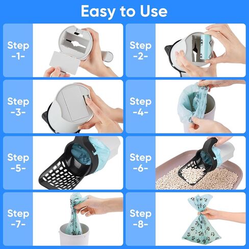 MYPIN Cat Litter Scooper with Bags, Upgraded Cat Litter Shovel with Holder and Waste Can, Cat Scooper with Extra 135 Count Litter Waste Bags, Large Capacity Portable Litter Shovel in Saudi Arabia