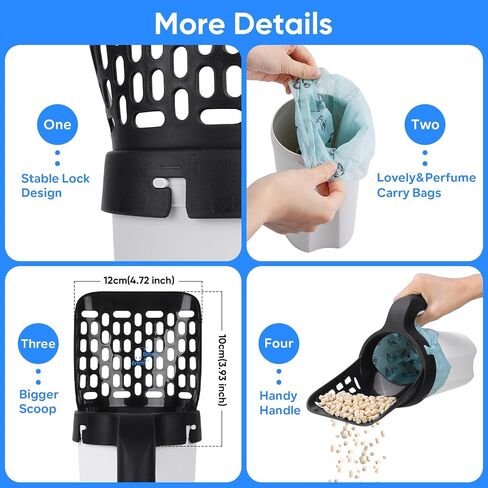MYPIN Cat Litter Scooper with Bags, Upgraded Cat Litter Shovel with Holder and Waste Can, Cat Scooper with Extra 135 Count Litter Waste Bags, Large Capacity Portable Litter Shovel in Saudi Arabia