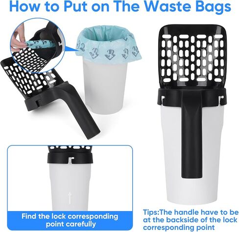 MYPIN Cat Litter Scooper with Bags, Upgraded Cat Litter Shovel with Holder and Waste Can, Cat Scooper with Extra 135 Count Litter Waste Bags, Large Capacity Portable Litter Shovel in Saudi Arabia
