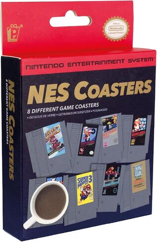 Paladone Nintendo NES Cartridge Retro Drink Coasters for Gamers - Set of 8 - Featuring Donkey Kong, Legend of Zelda, Super Mario, and More Classic Games in Saudi Arabia