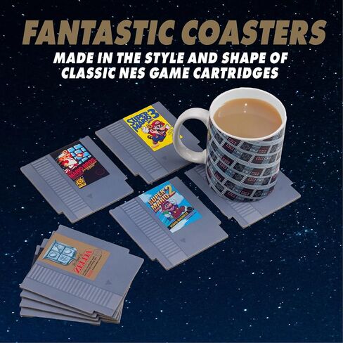 Paladone Nintendo NES Cartridge Retro Drink Coasters for Gamers - Set of 8 - Featuring Donkey Kong, Legend of Zelda, Super Mario, and More Classic Games in Saudi Arabia
