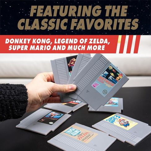 Paladone Nintendo NES Cartridge Retro Drink Coasters for Gamers - Set of 8 - Featuring Donkey Kong, Legend of Zelda, Super Mario, and More Classic Games in Saudi Arabia