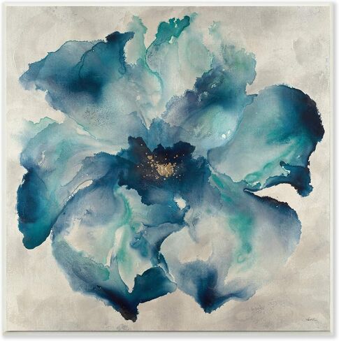 The Stupell Home Décor Collection Dark Misty Blue Watercolor Flower Painting in Saudi Arabia