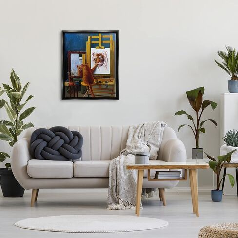 Stupell Industries Cat Confidence Self Portrait كلوحة مضحكة نمر، 24.00 بوصة × 30.00 بوصة، قماش مغلف في المعرض، 24 × 30 in Kuwait