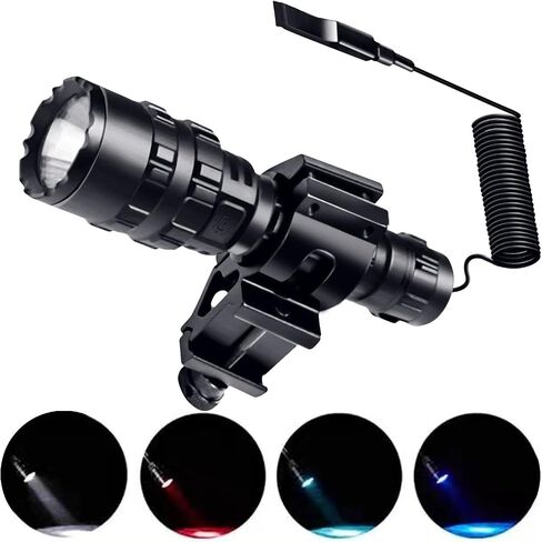 Tactical Flashlights,with 1600 Lumen Picatinny Rail Mount，USB Charging Cable and Pressure Switch, The 5 Modes Flashlight for Rifle, Pistol, Hunting and Shotgun. in Saudi Arabia