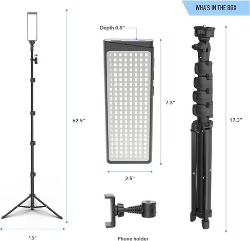مجموعة أدوات DigiPower PRO1-180 المحمولة وخفيفة الوزن ومصباح LED ومجموعة حامل احترافي للمنزل والاستوديو وإنشاء المحتوى ومدونات الفيديو وبث ألعاب الفيديو in Kuwait