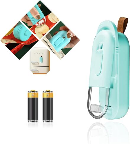 مانع تسرب الأكياس الصغيرة، بلاستيك شفاف على جانب مانع التسرب، أداة مطبخ محمولة، مانع تسرب الأكياس البلاستيكية، مانع تسرب وقاطع 2 في 1 للرقائق، سهل الاستخدام، (البطارية غير متضمنة) in Kuwait