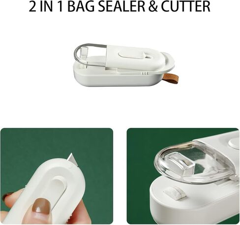 مانع تسرب الأكياس الصغيرة، بلاستيك شفاف على جانب مانع التسرب، أداة مطبخ محمولة، مانع تسرب الأكياس البلاستيكية، مانع تسرب وقاطع 2 في 1 للرقائق، سهل الاستخدام، (البطارية غير متضمنة) in Kuwait