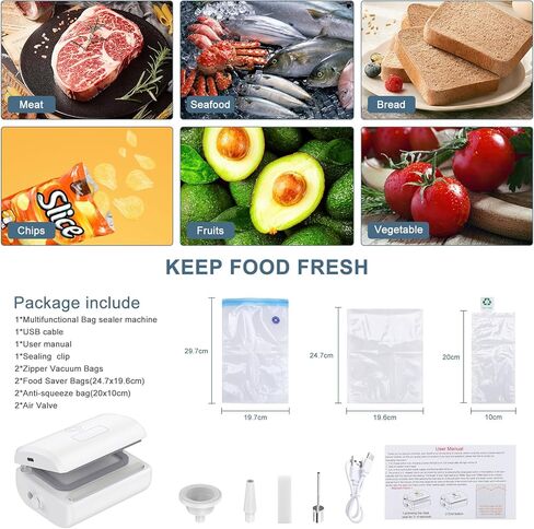 Ankilo 4 في 1 مانع تسرب الحرارة وقاطع، مانع تسرب الأكياس الصغيرة القابلة لإعادة الشحن، مانع تسرب الأكياس البلاستيكية مع قاطع، مانع تسرب الهواء المحمول للمطبخ لأكياس الرقائق والأكياس البلاستيكية in Kuwait