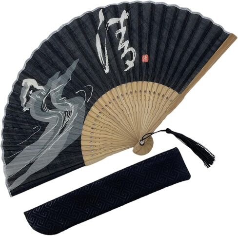 8.3in black bamboo hand floding fan, Japanese rave fan in Saudi Arabia