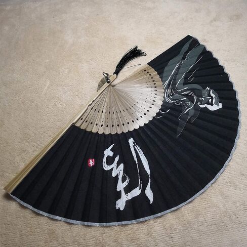8.3in black bamboo hand floding fan, Japanese rave fan in Saudi Arabia