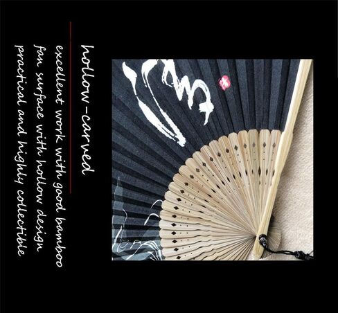 8.3in black bamboo hand floding fan, Japanese rave fan in Saudi Arabia