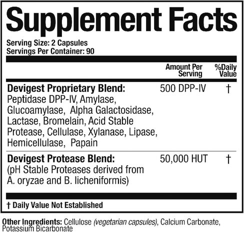 Arthur Andrew Medical - Devigest ADS, Advanced Digestive Support, Relief for Lactose Intolerance and Casein Sensitivities, Vegan, Non-GMO, 180 Capsules in Saudi Arabia
