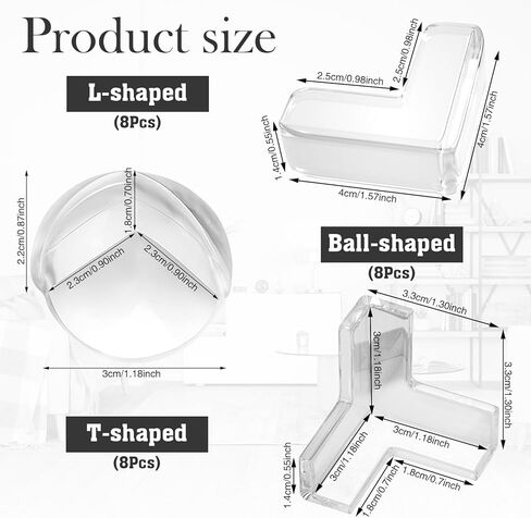 24 قطعة من واقيات زوايا سلامة الأطفال للأطفال، واقيات حواف حماية الأطفال، واقيات زوايا سلامة الأطفال، واقيات زوايا الطاولة للأثاث ضد الزوايا الحادة (على شكل 8L + على شكل 8 كرات + على شكل 8 T) in Kuwait