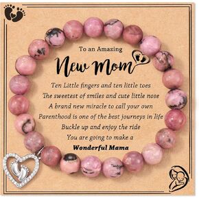 Tarsus New Mom Gifts for Women, 1st First Time Mothers Day Gifts for New Mom Mommy Mama to be Pregnancy Bracelet Heart Footprint Charm