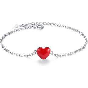 سوار فضي من fytease للنساء والفتيات المراهقات، سوار سلسلة على شكل قلب الحب مع هدايا مجوهرات عصرية من الزركون in Kuwait