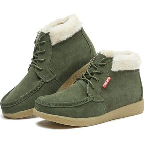 TRULAND Women’s Winter Boots – Suede Leather Fur Lined Water Resistant Ankle Boots