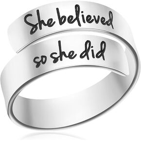 Adjustable Ring Inspirational Jewelry Personalized Stainless Steel Rings Birthday Graduation Gifts for Girls …