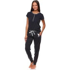 U.S. Polo Assn. Womens Pajama Set with Pockets - Short Sleeve Shirt and Pajama Pants Pj Set