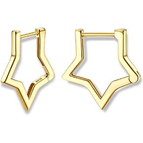 Milacolato 925 الفضة الاسترليني الأقراط الصغيرة للنساء 18K مطلية بالذهب هندسية Huggie هوب الأقراط هيبوالرجينيك مثلث مستطيل القلب نجمة البيضاوي لطيف هوب الأقراط للنساء الفتيات in Kuwait