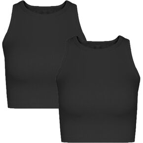 Nicytore 2 Pieces Basic Seamless Sports Tank Tops Sleeveless Racerback Yoga Workout Crop Tops for Women
