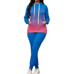 ملابس AOMONI مكونة من قطعتين للسيدات كاجوال بقلنسوة وأكمام طويلة برباط للركض بدلات رياضية in Kuwait