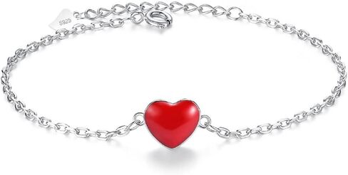 سوار فضي من fytease للنساء والفتيات المراهقات، سوار سلسلة على شكل قلب الحب مع هدايا مجوهرات عصرية من الزركون in Kuwait